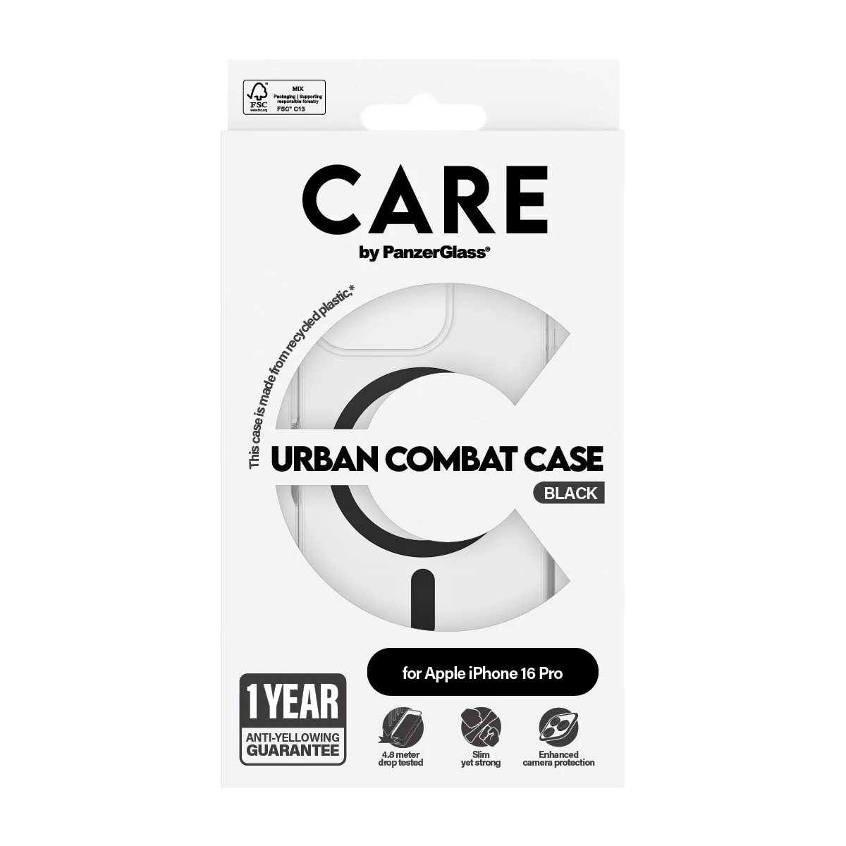 CARE™ by PanzerGlass® Urban Combat Case Transparent w. Black MagSafe iPhone 16 Pro - Image 3