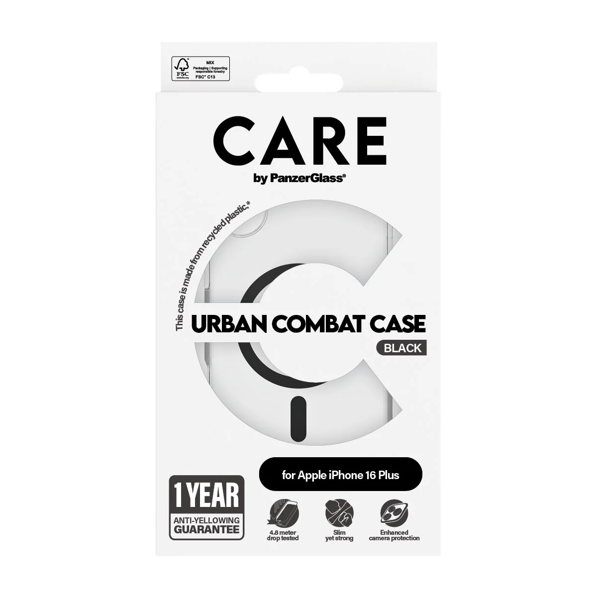 CARE™ by PanzerGlass® Urban Combat Case Transparent w. Black MagSafe iPhone 16 Plus - Image 3