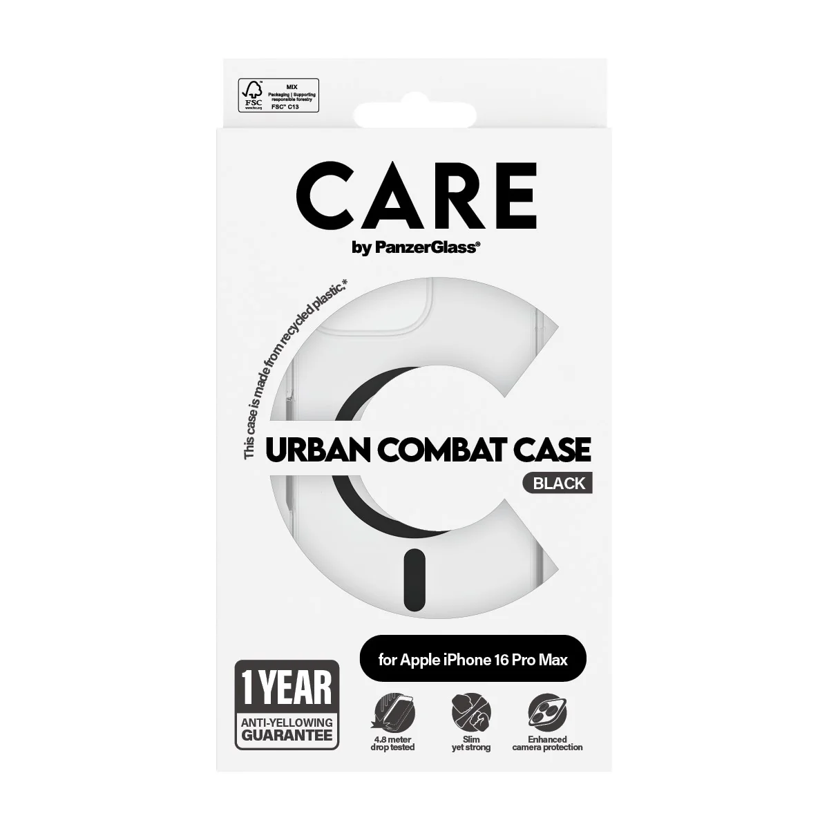CARE™ by PanzerGlass® Urban Combat Case Transparent w. Black MagSafe iPhone 16 Pro Max - Image 3