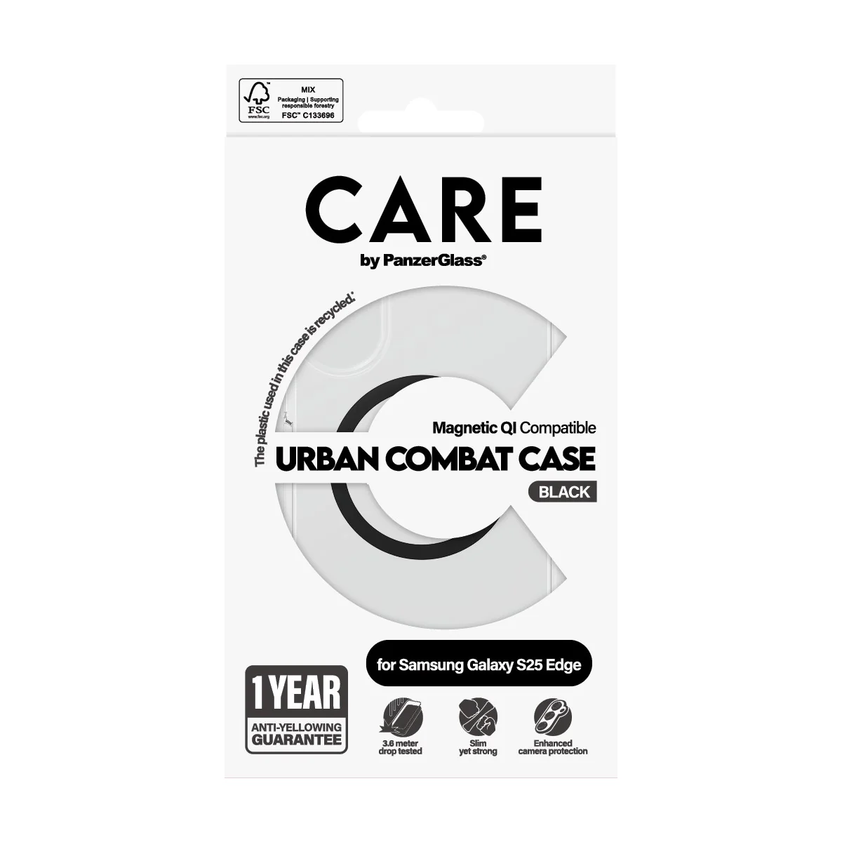 CARE™ by PanzerGlass® Urban Combat Case Transparent w. Black Qi Compatible Samsung S25 Edge - Image 3