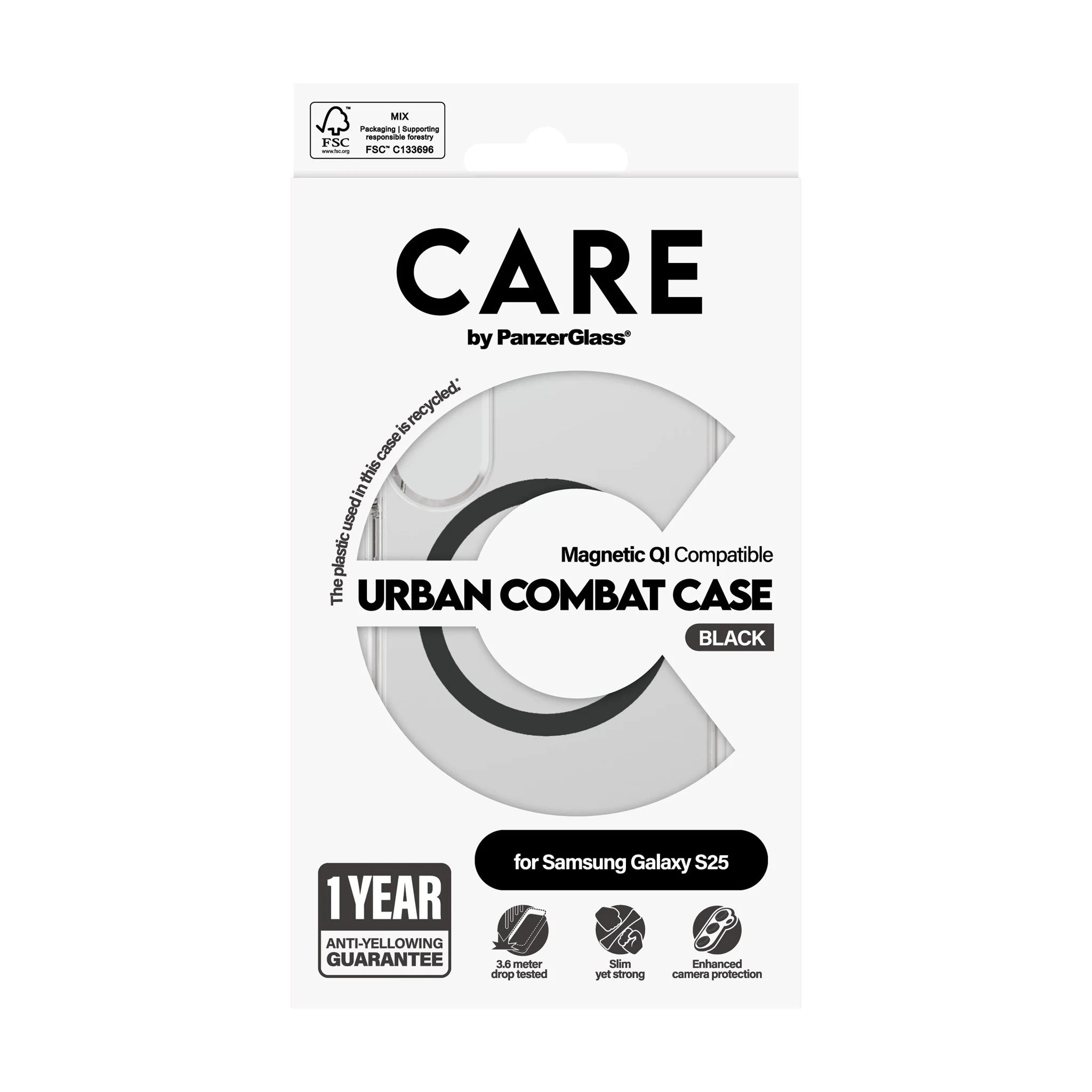 CARE⢠by PanzerGlass® Urban Combat Case Transparent w. Black Qi Compatible Samsung Galaxy S25 - Image 3