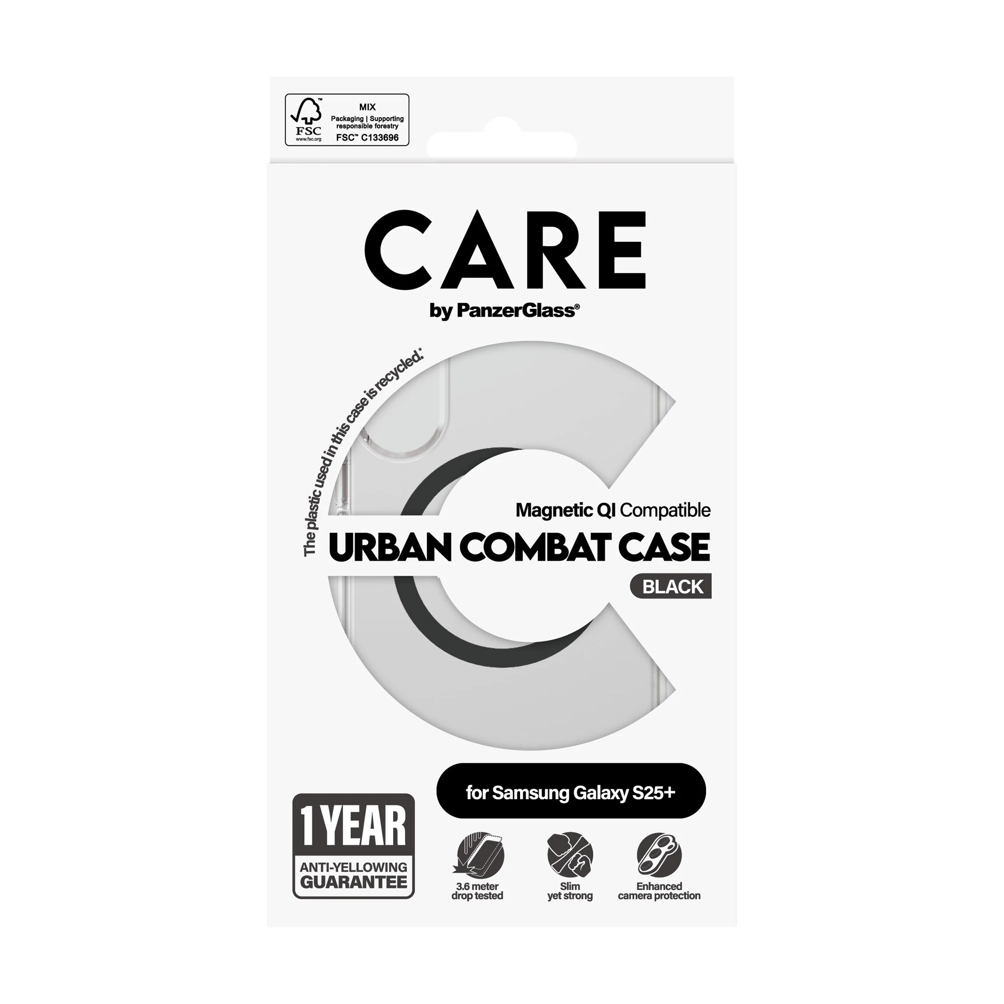 CARE⢠by PanzerGlass® Urban Combat Case Transparent w. Black Qi Compatible Samsung Galaxy S25+ - Image 3