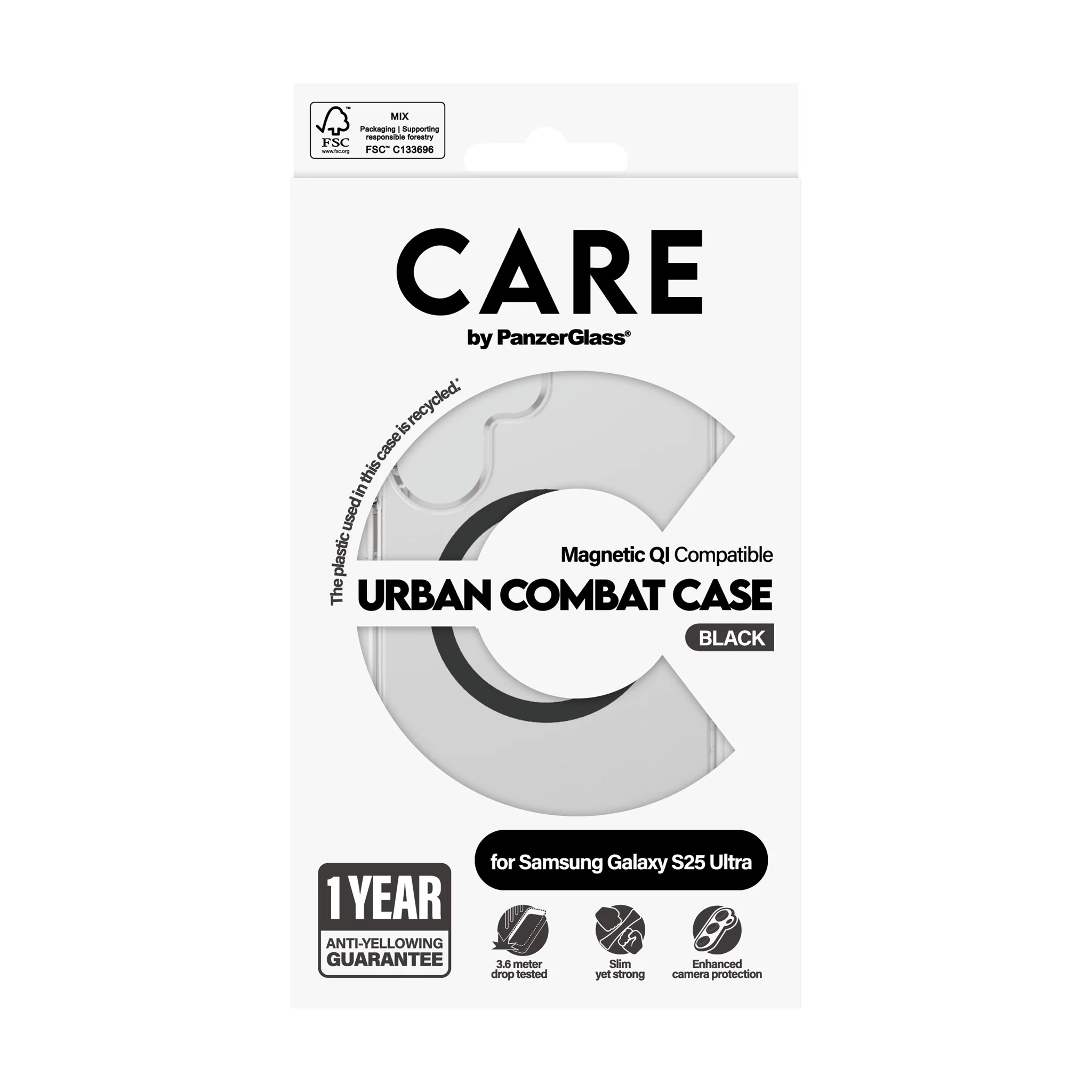 CARE⢠by PanzerGlass® Urban Combat Case Transparent w. Black Qi Compatible Samsung Galaxy S25 Ultra - Image 3