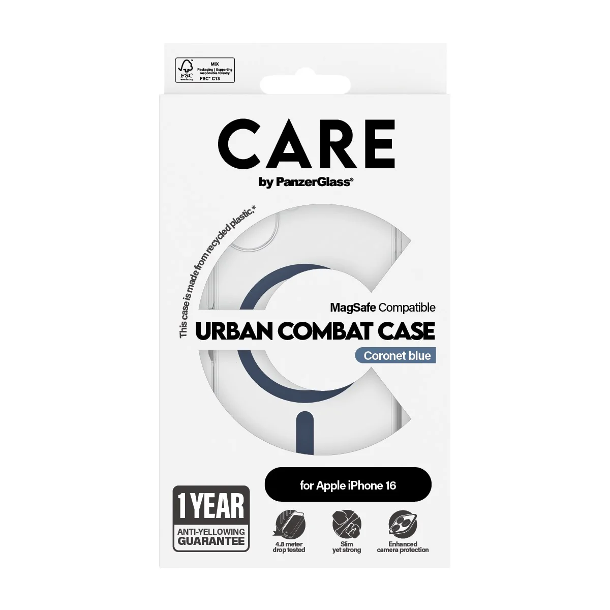 CARE™ by PanzerGlass® Urban Combat Case Transparent w. Blue MagSafe iPhone 16 - Image 3