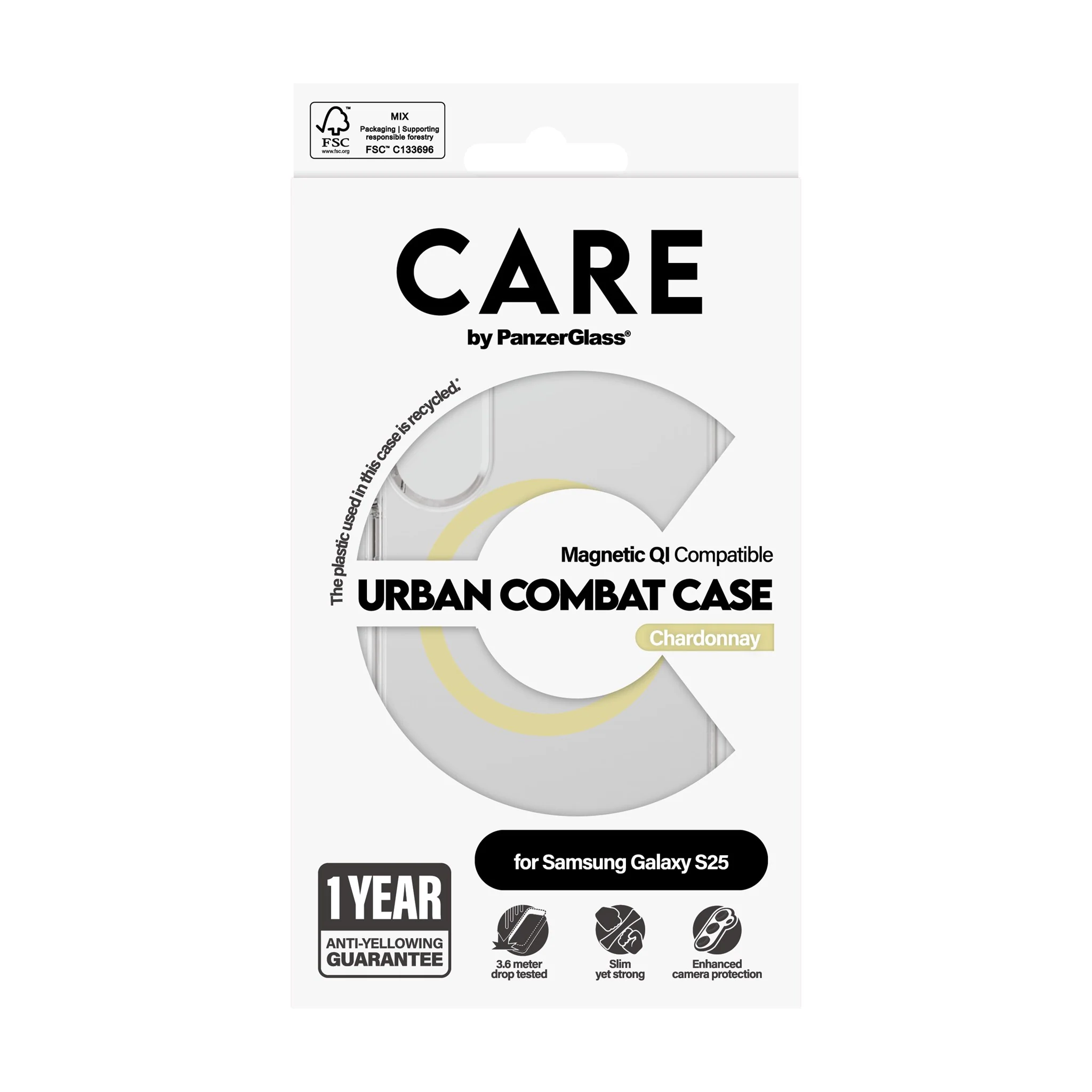CARE⢠by PanzerGlass® Urban Combat Case Transparent w. Chardonnay Qi Compatible Samsung Galaxy S25 - Image 3