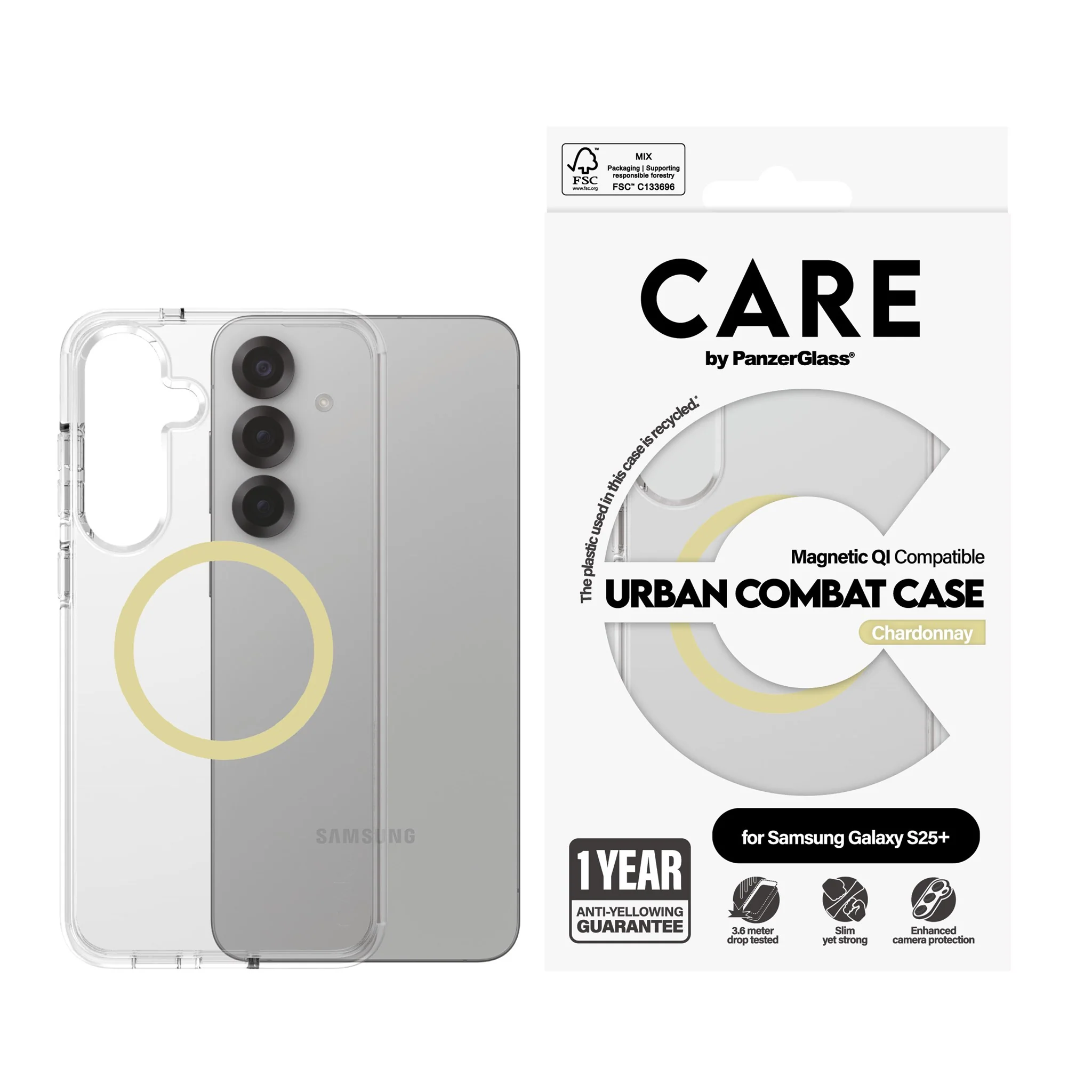 CARE⢠by PanzerGlass® Urban Combat Case Transparent w. Chardonnay Qi Compatible Samsung Galaxy S25+ - Image 2
