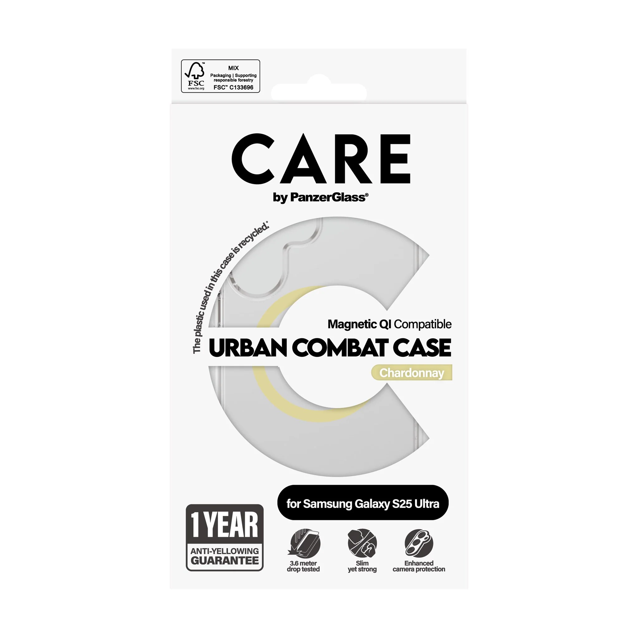 CARE⢠by PanzerGlass® Urban Combat Case Transparent w. Chardonnay Qi Compatible Samsung Galaxy S25 Ultra - Image 3
