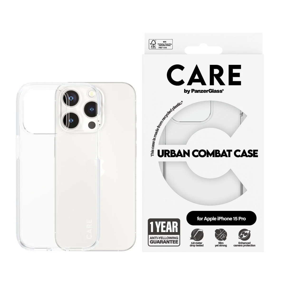 CARE™ by PanzerGlass® Urban Combat Case Transparent iPhone 15 Pro - Image 2