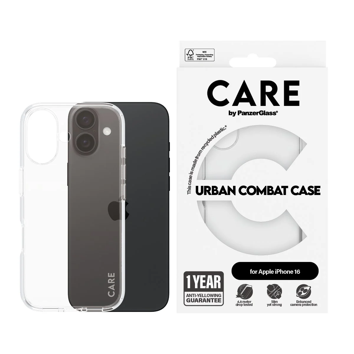 CARE™ by PanzerGlass® Urban Combat Case Transparent iPhone 16 - Image 2
