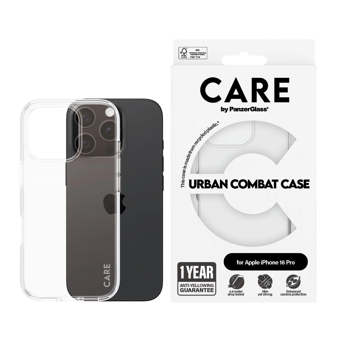 CARE™ by PanzerGlass® Urban Combat Case Transparent iPhone 16 Pro - Image 2