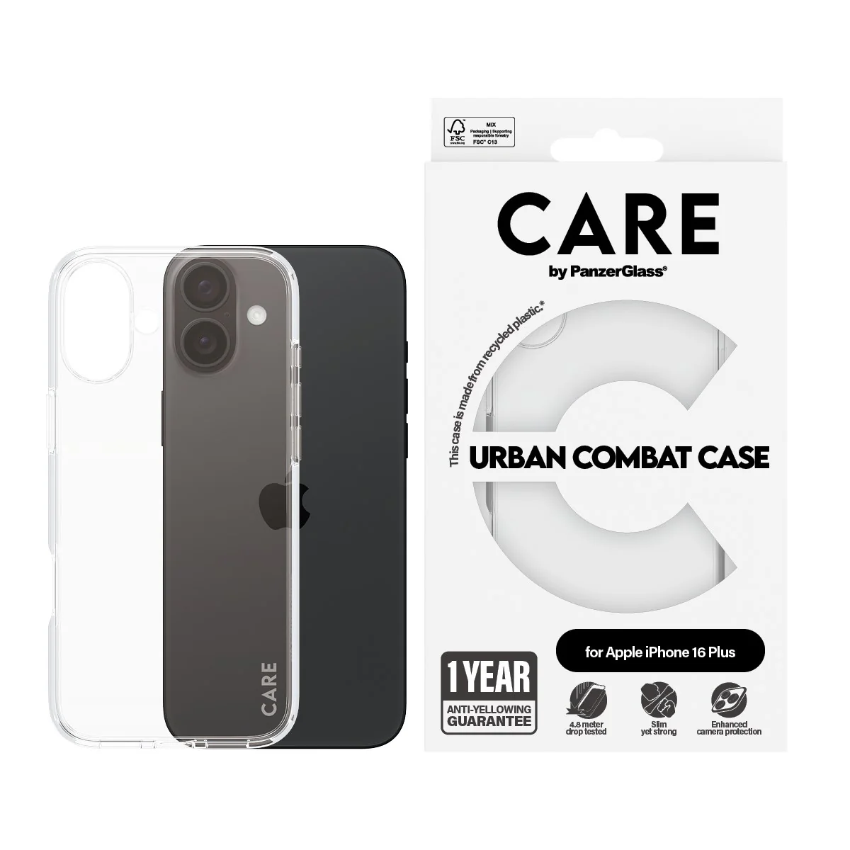 CARE™ by PanzerGlass® Urban Combat Case Transparent iPhone 16 Plus - Image 2