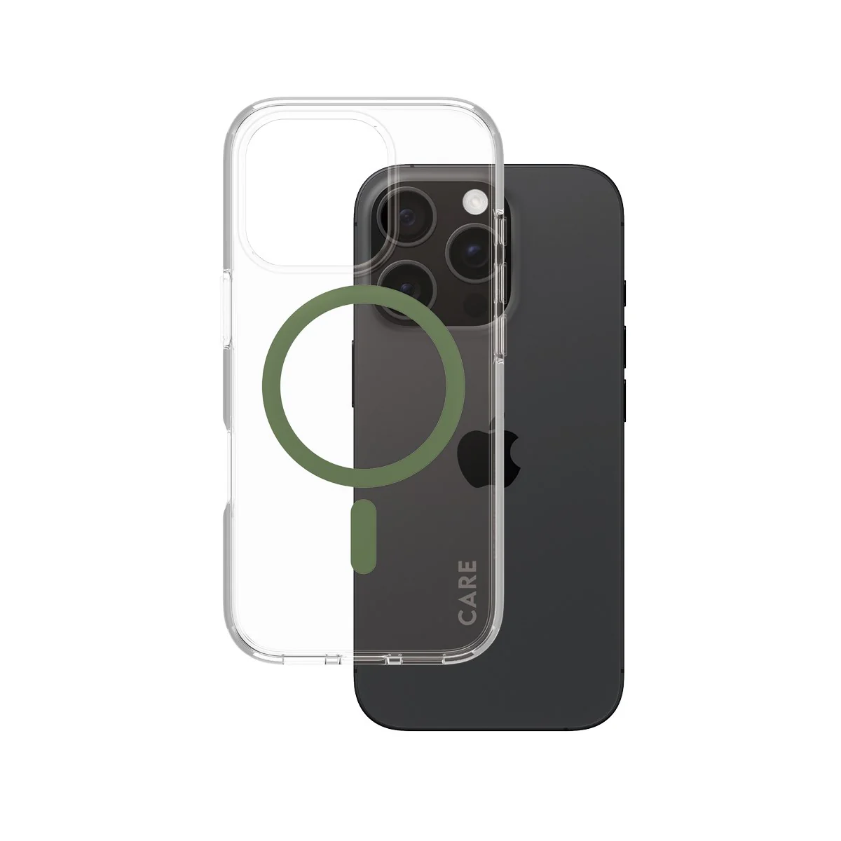 CARE™ by PanzerGlass® Urban Combat Case Transparent w. Green MagSafe iPhone 16 Pro