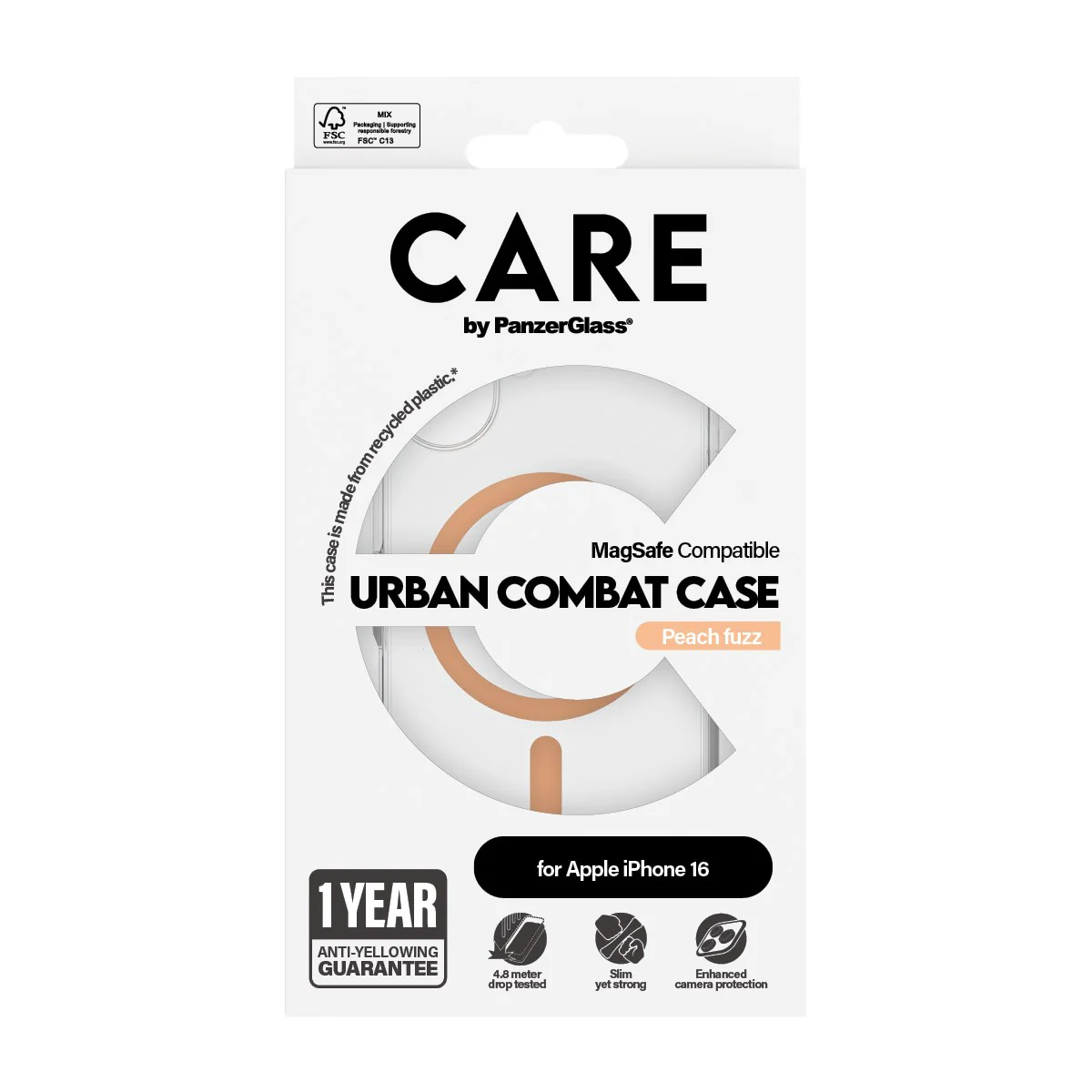 CARE™ by PanzerGlass® Urban Combat Case Transparent w. Peachy MagSafe iPhone 16 - Image 3