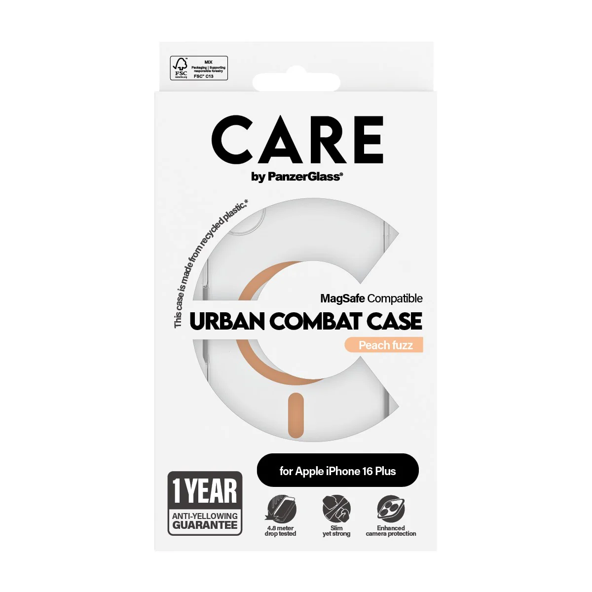 CARE™ by PanzerGlass® Urban Combat Case Transparent w. Peachy MagSafe iPhone 16 Plus - Image 3