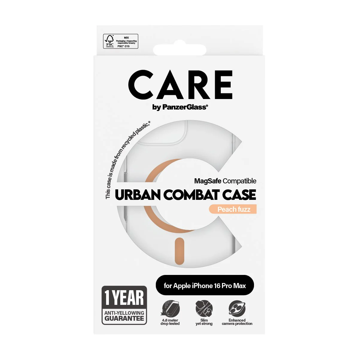 CARE™ by PanzerGlass® Urban Combat Case Transparent w. Peachy MagSafe iPhone 16 Pro Max - Image 3