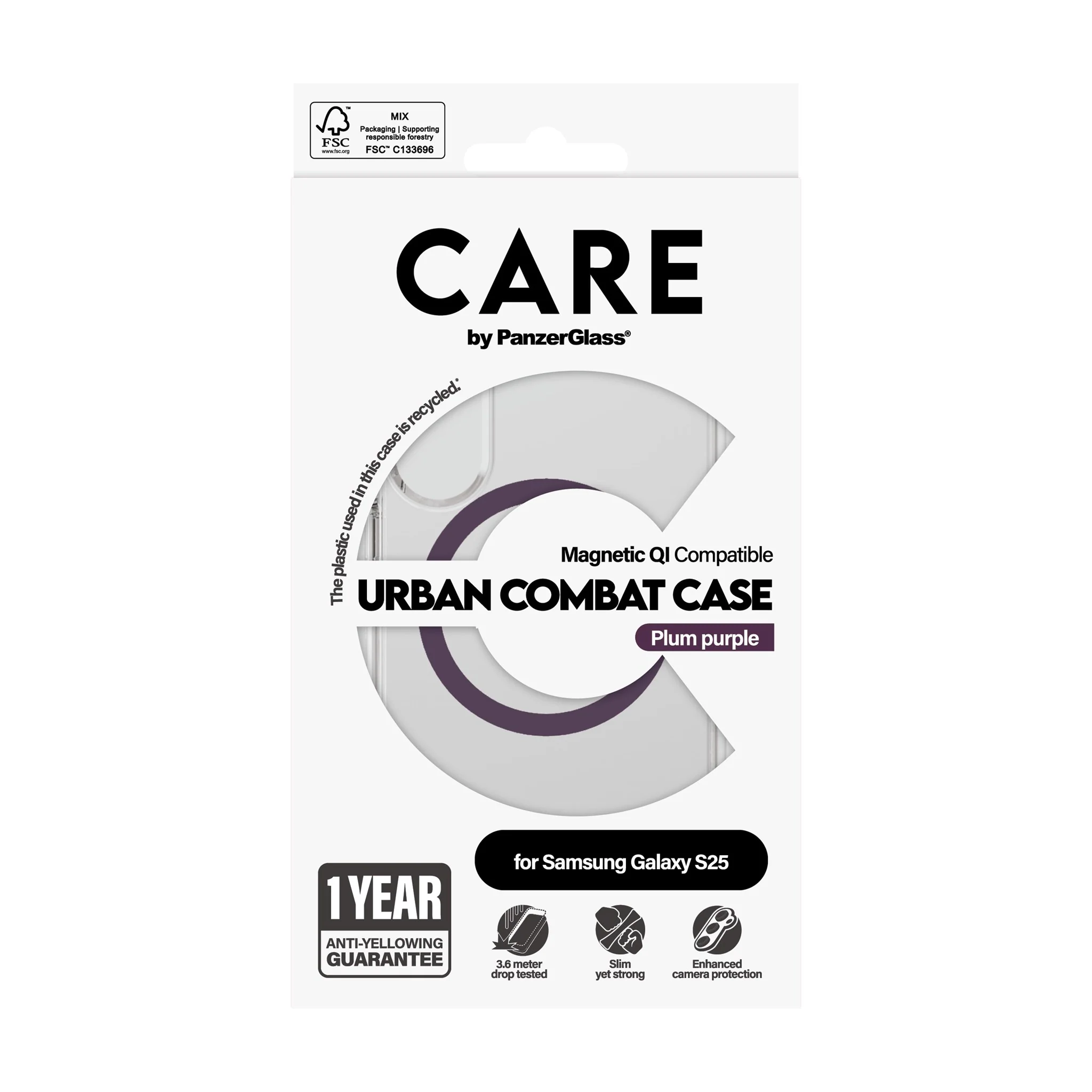 CARE⢠by PanzerGlass® Urban Combat Case Transparent w. Plum Purple Qi Compatible Samsung Galaxy S25 - Image 3