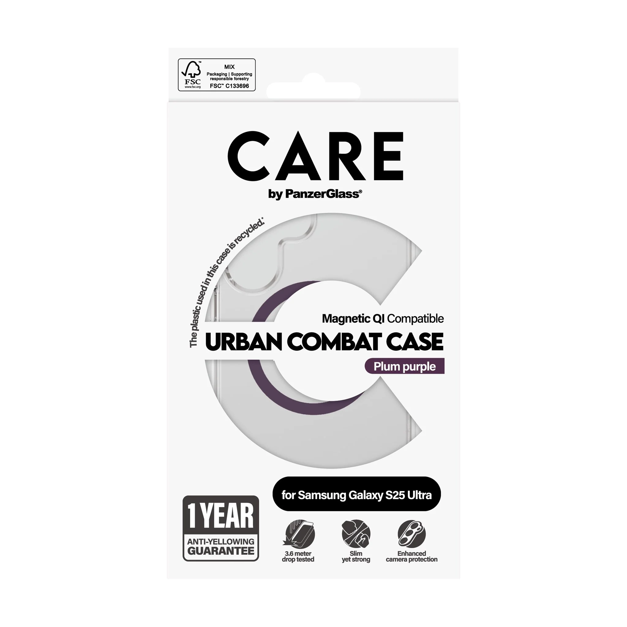 CARE⢠by PanzerGlass® Urban Combat Case Transparent w. Plum Purple Qi Compatible Samsung Galaxy S25 Ultra - Image 3