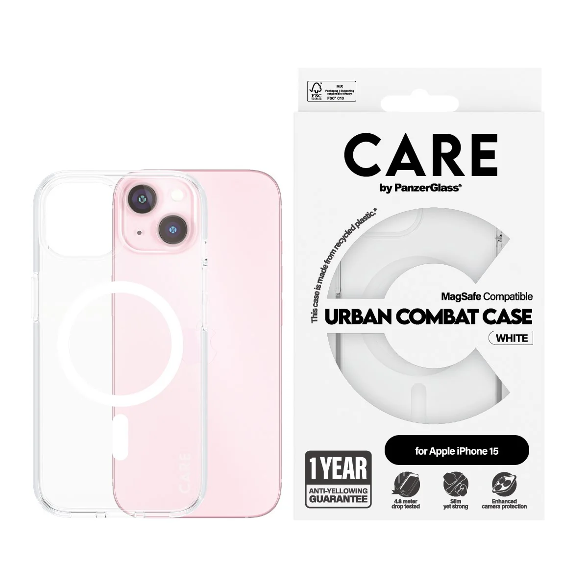 CARE™ by PanzerGlass® Urban Combat Case Transparent w. White MagSafe iPhone 15 - Image 2