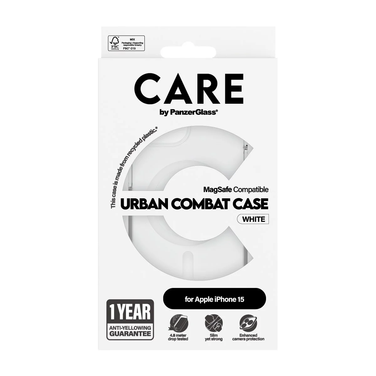 CARE™ by PanzerGlass® Urban Combat Case Transparent w. White MagSafe iPhone 15 - Image 3