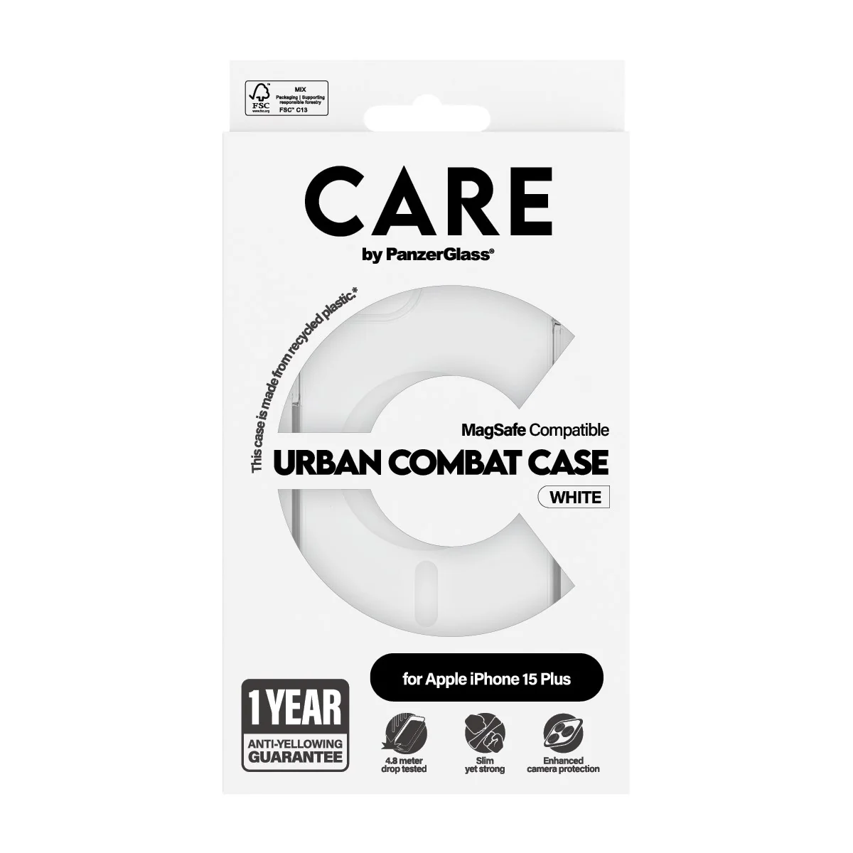 CARE™ by PanzerGlass® Urban Combat Case Transparent w. White MagSafe iPhone 15 Plus - Image 3