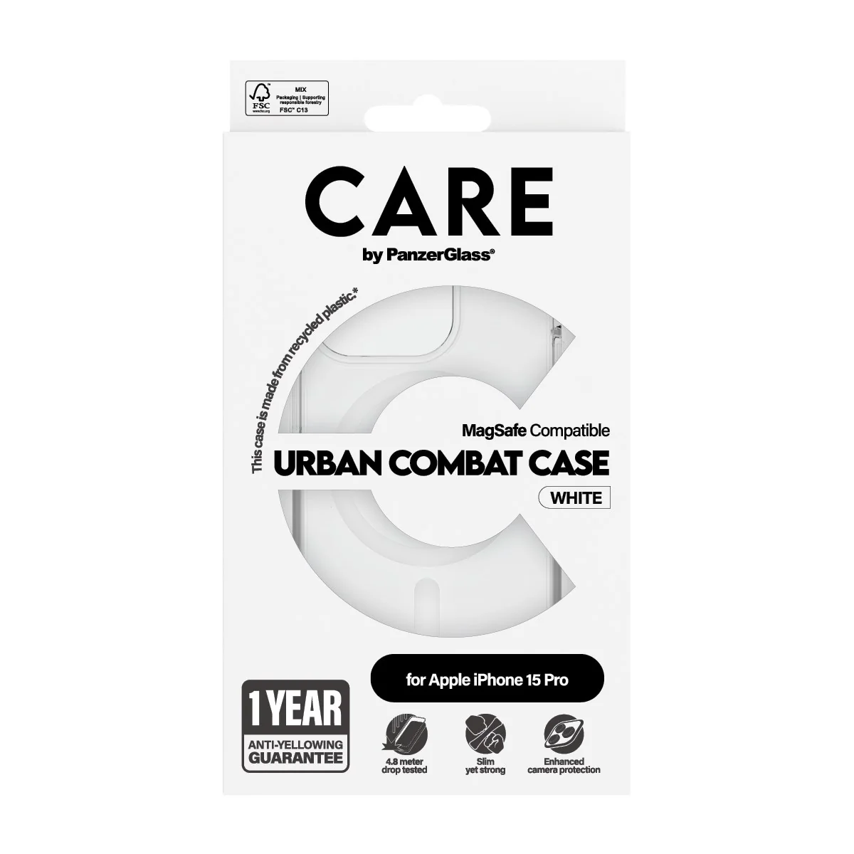 CARE⢠by PanzerGlass® Urban Combat Case Transparent w. White MagSafe iPhone 15 Pro - Image 3