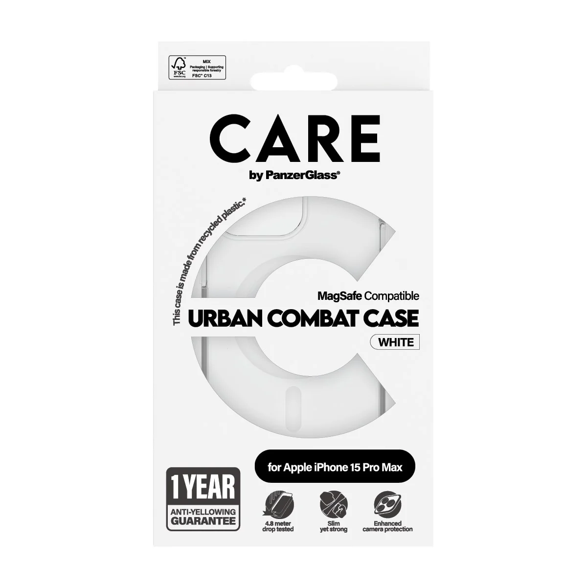 CARE™ by PanzerGlass® Urban Combat Case Transparent w. White MagSafe iPhone 15 Pro Max - Image 3