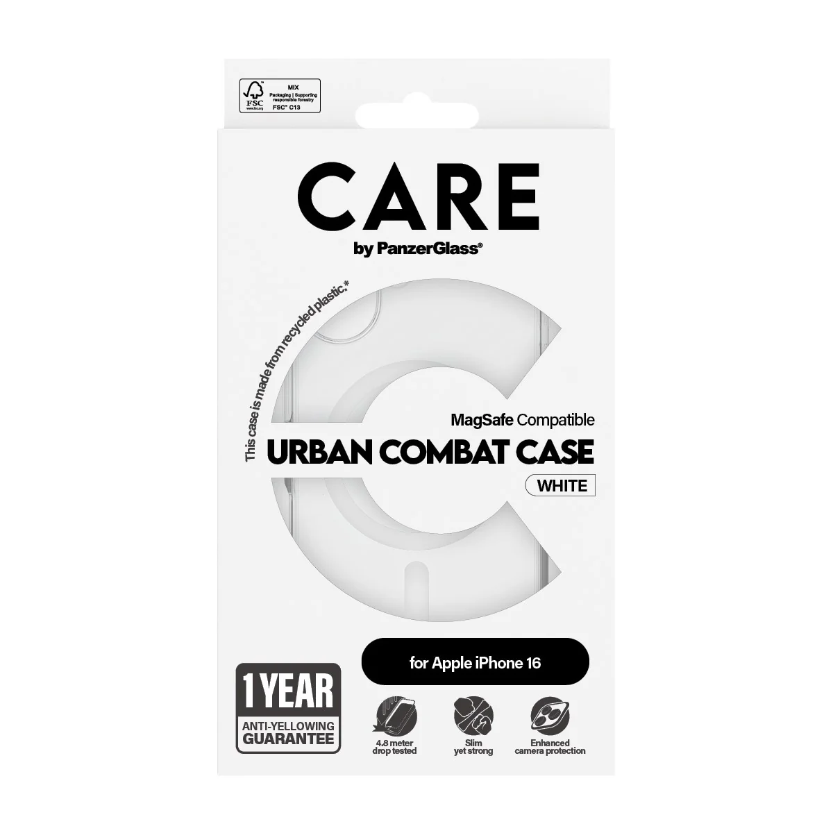 CARE™ by PanzerGlass® Urban Combat Case Transparent w. White MagSafe iPhone 16 - Image 3