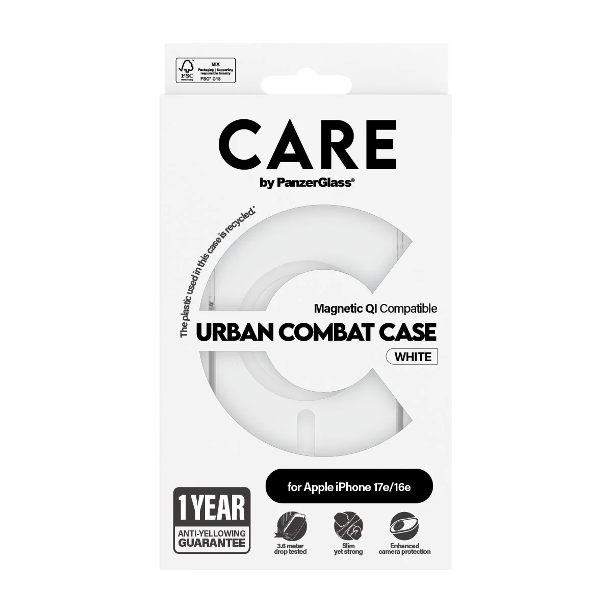 CARE™ by PanzerGlass® Urban Combat Case Transparent w. White Qi Compatible iPhone 17e | 16e - Image 3