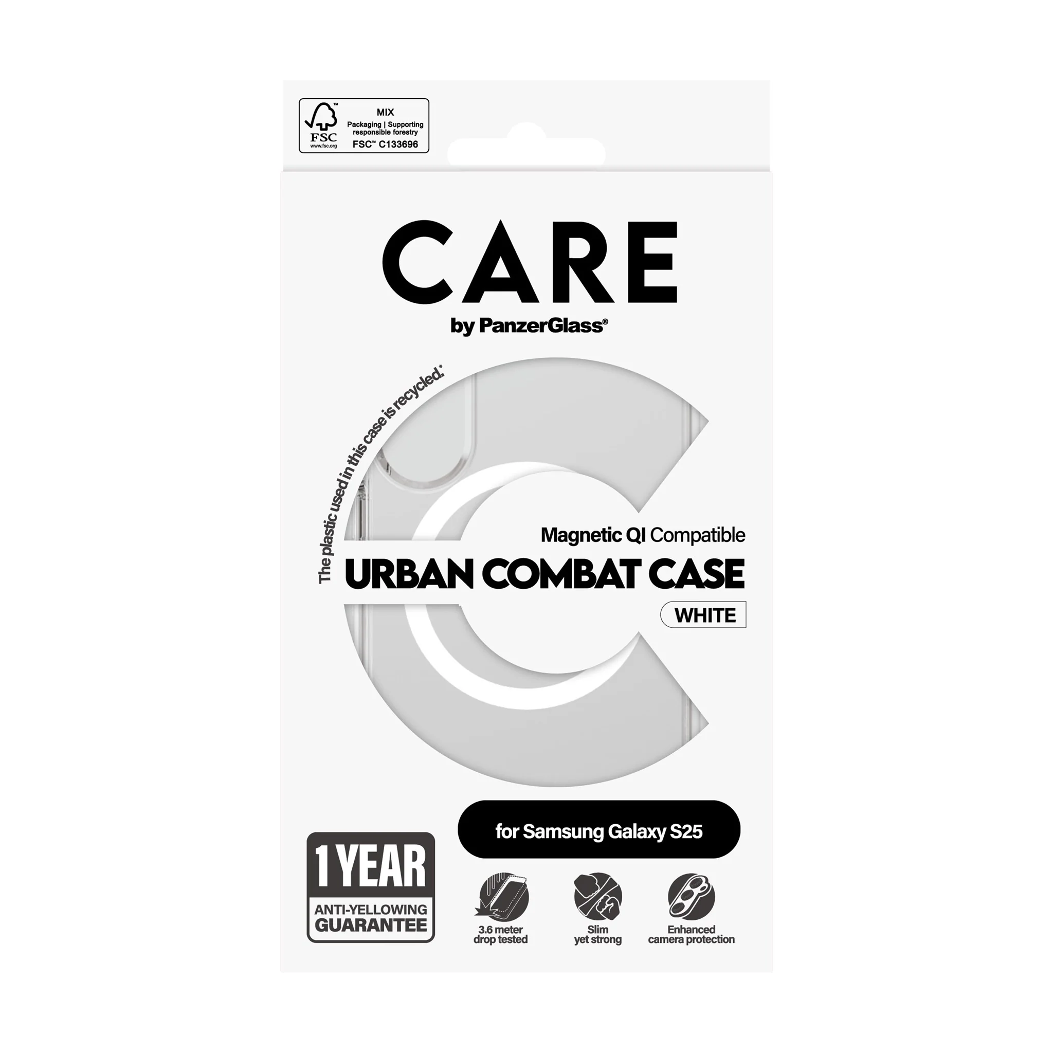 CARE⢠by PanzerGlass® Urban Combat Case Transparent w. White Qi Compatible Samsung Galaxy S25 - Image 3