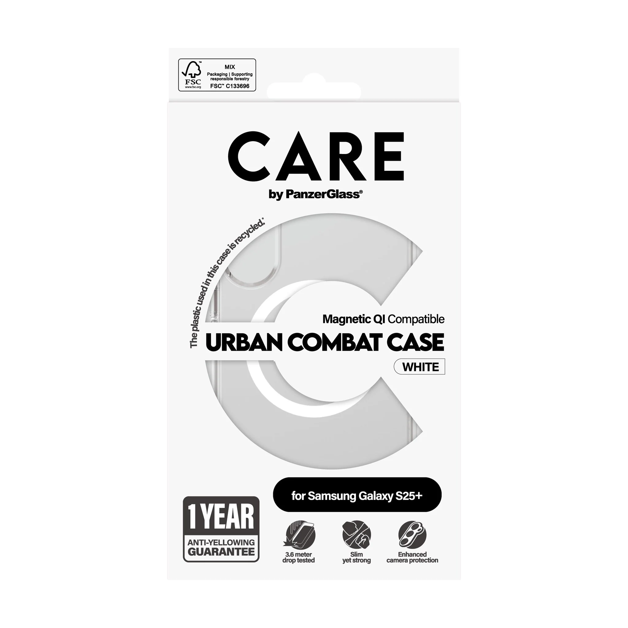 CARE⢠by PanzerGlass® Urban Combat Case Transparent w. White Qi Compatible Samsung Galaxy S25+ - Image 3