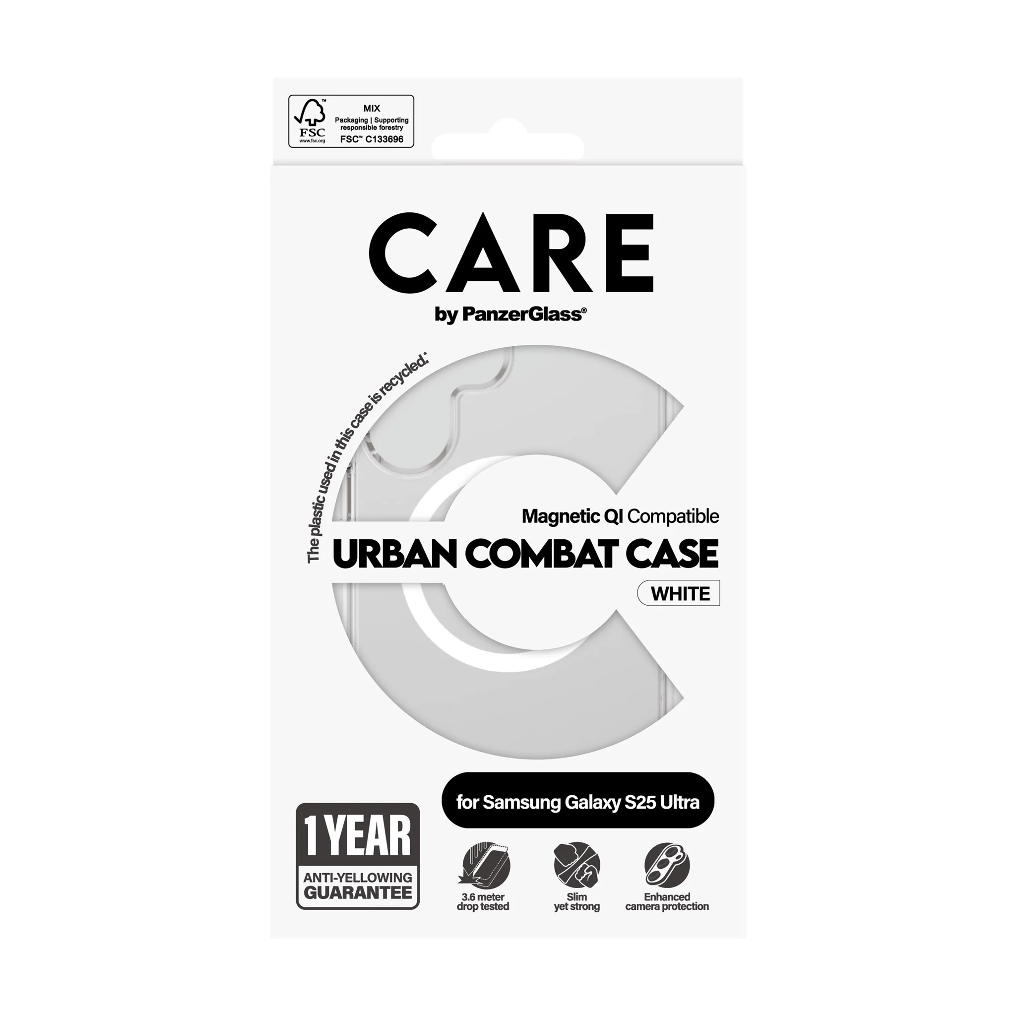 CARE⢠by PanzerGlass® Urban Combat Case Transparent w. White Qi Compatible Samsung Galaxy S25 Ultra - Image 3
