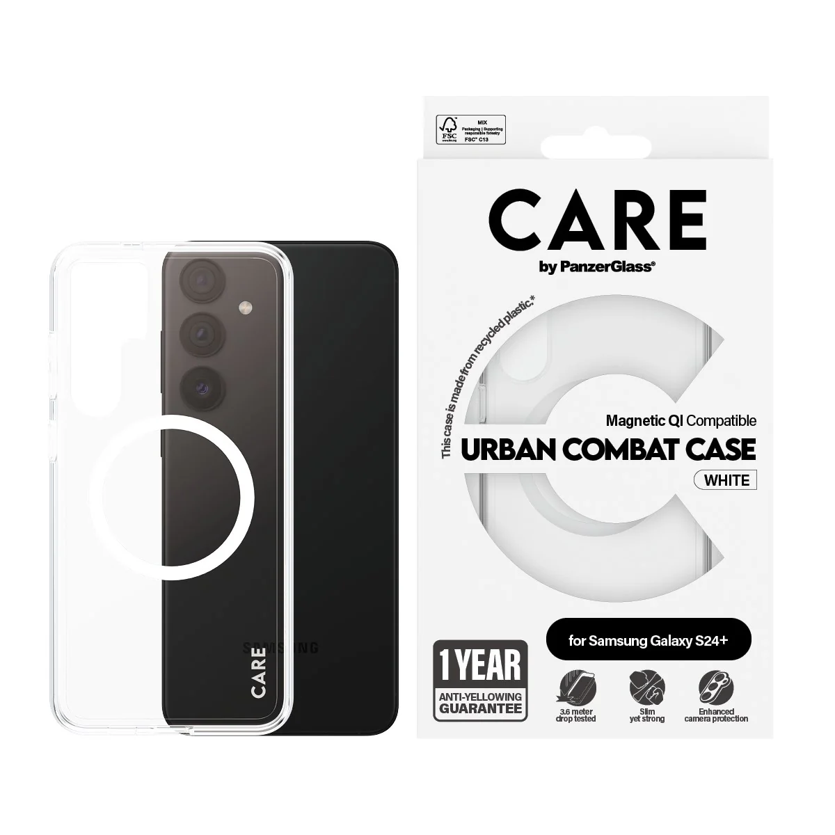 CARE⢠by PanzerGlass® Urban Combat Case Transparent w. White Qi Compatible Samsung Galaxy S24+ - Image 2