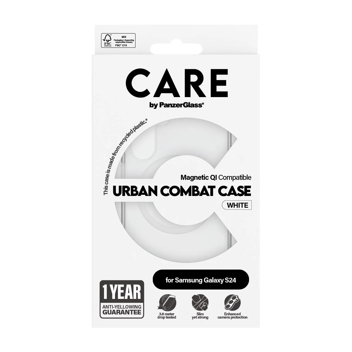 CARE⢠by PanzerGlass® Urban Combat Case Transparent w. White Qi Compatible Samsung Galaxy S24 - Image 3