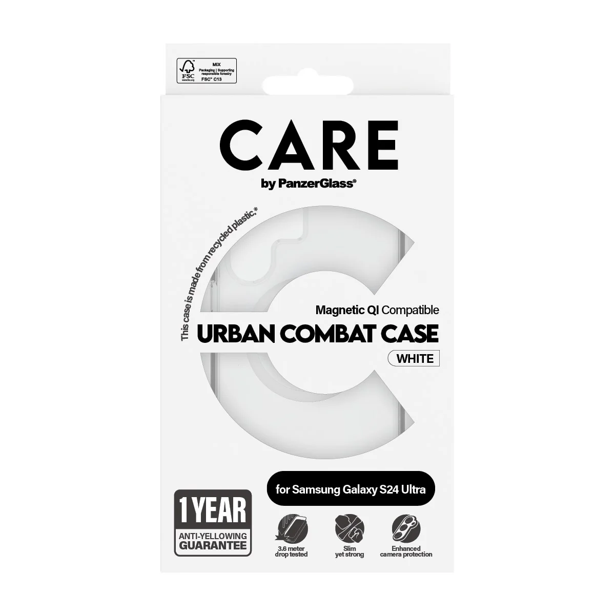 CARE⢠by PanzerGlass® Urban Combat Case Transparent w. White Qi Compatible Samsung Galaxy S24 Ultra - Image 3