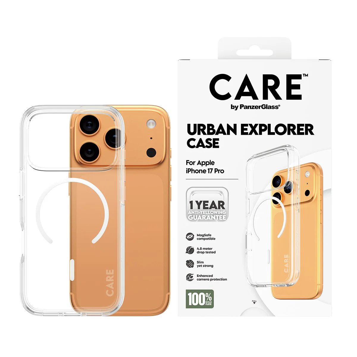 CARE™ by PanzerGlass® Urban Explorer Case Transparent w. White MagSafe iPhone 17 Pro - Image 2