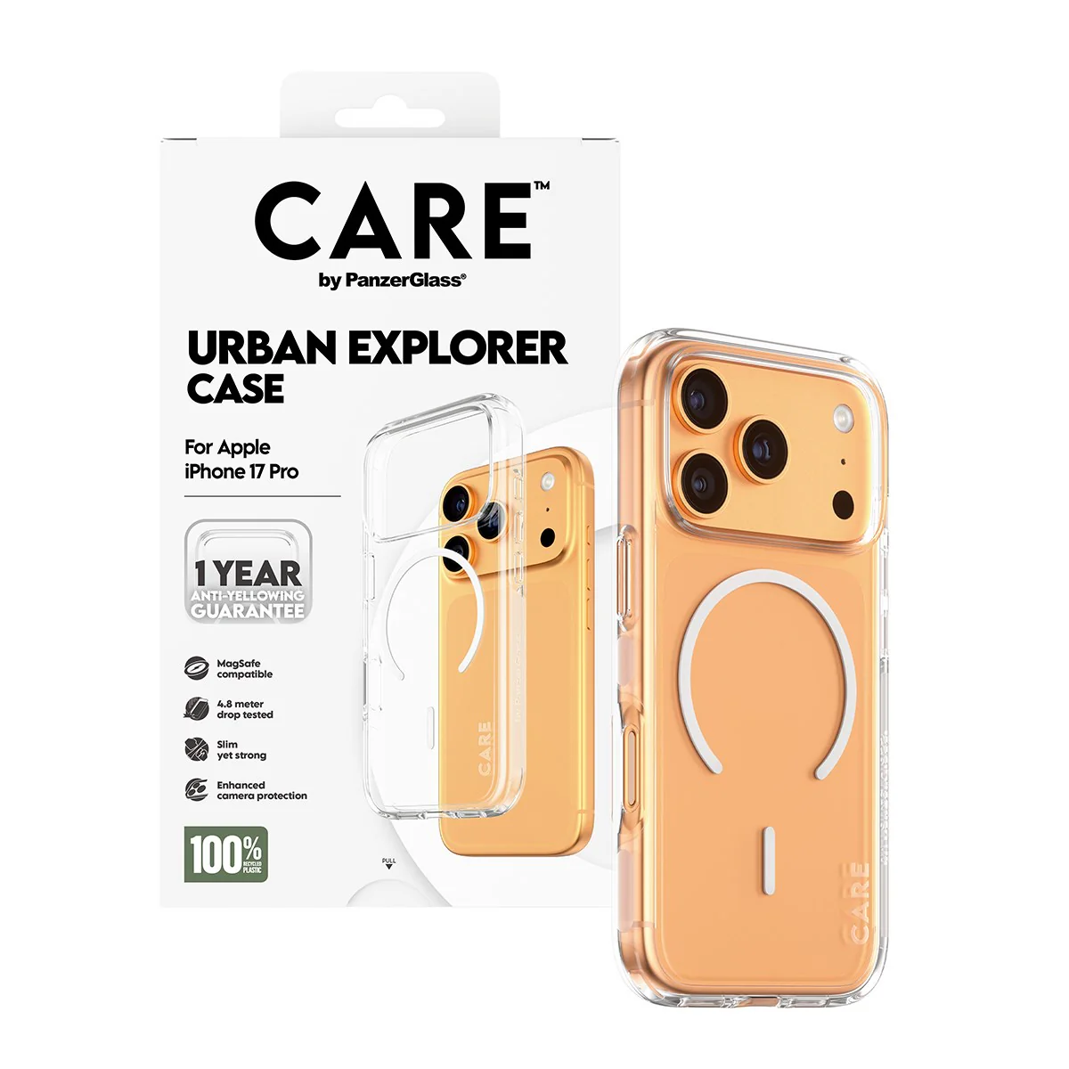 CARE™ by PanzerGlass® Urban Explorer Case Transparent w. White MagSafe iPhone 17 Pro - Image 5