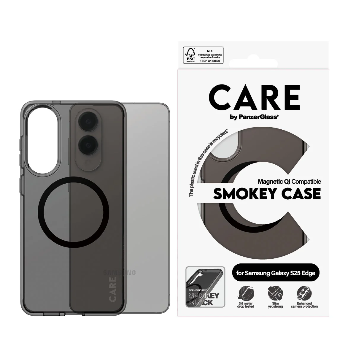 CARE⢠by PanzerGlass® Smokey Case w. Black Qi Compatible Samsung S25 Edge - Image 2