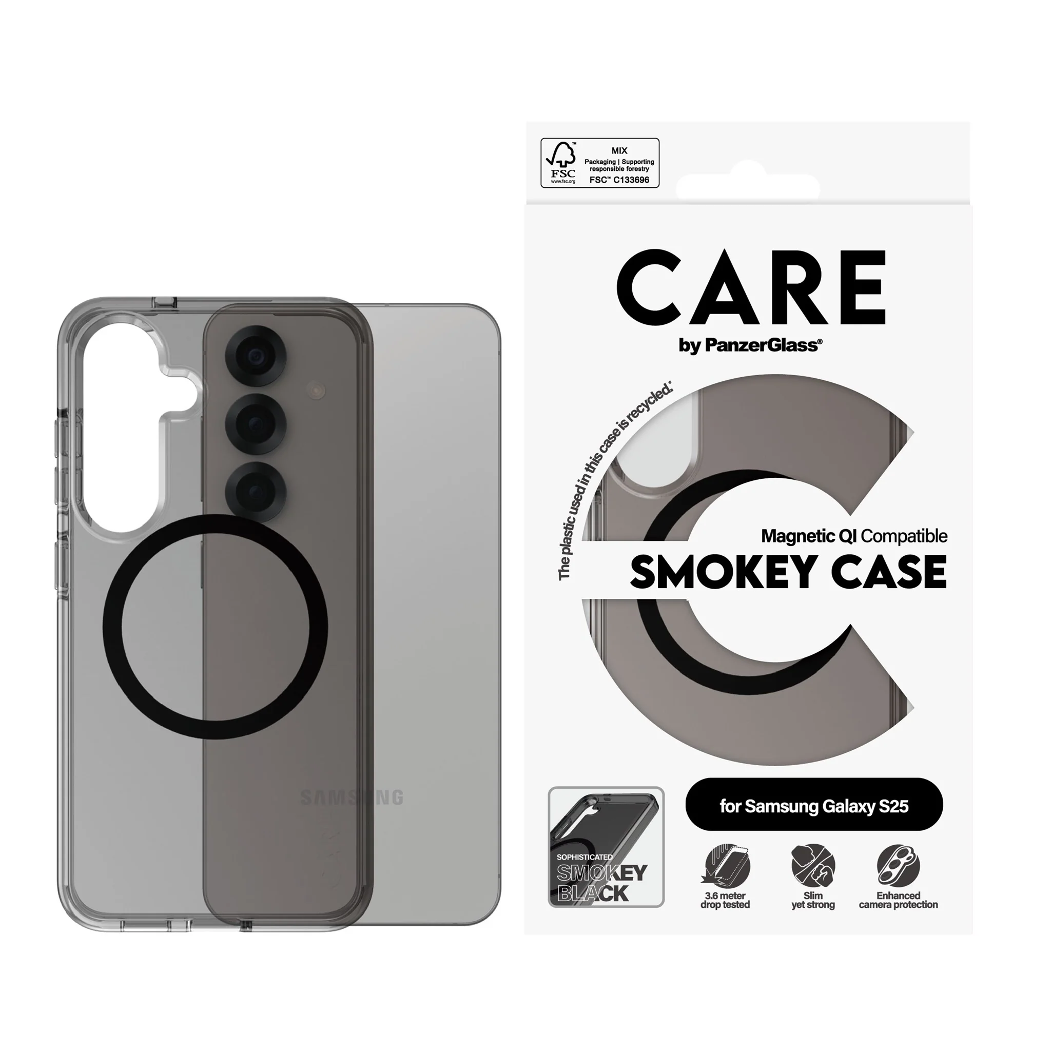 CARE⢠by PanzerGlass® Smokey Case w. Black Qi Compatible Samsung Galaxy S25 - Image 2
