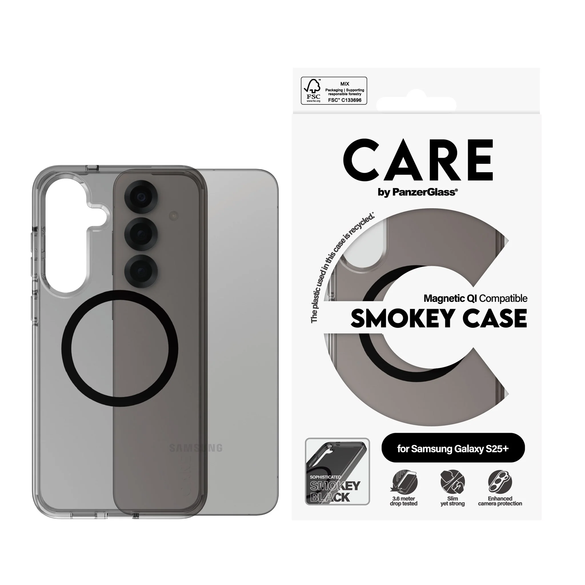 CARE™ by PanzerGlass® Smokey Case w. Black Qi Compatible Samsung Galaxy S25+ - Image 2