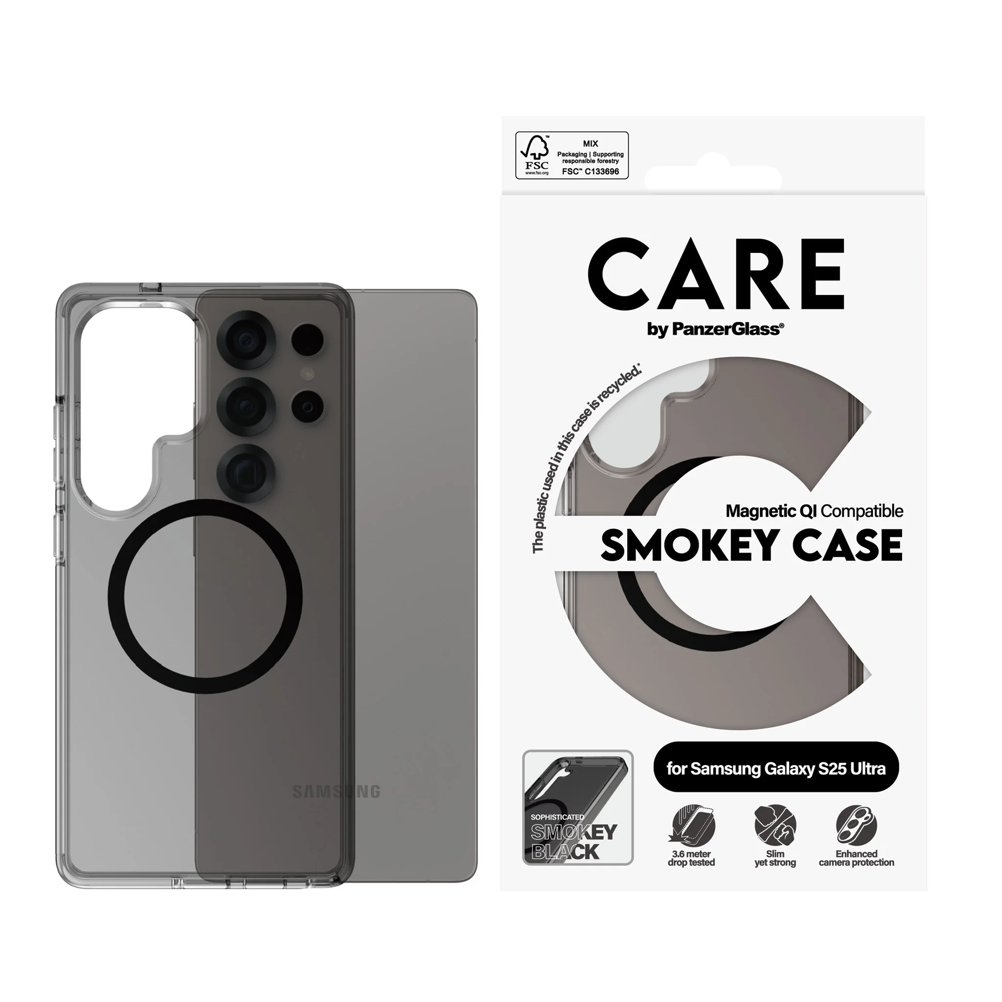 CARE⢠by PanzerGlass® Smokey Case w. Black Qi Compatible Samsung Galaxy S25 Ultra - Image 2