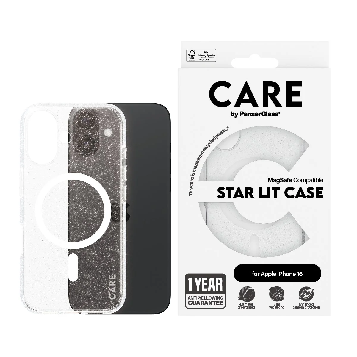 CARE⢠by PanzerGlass® Star Lit Case w. White MagSafe iPhone 16 - Image 2