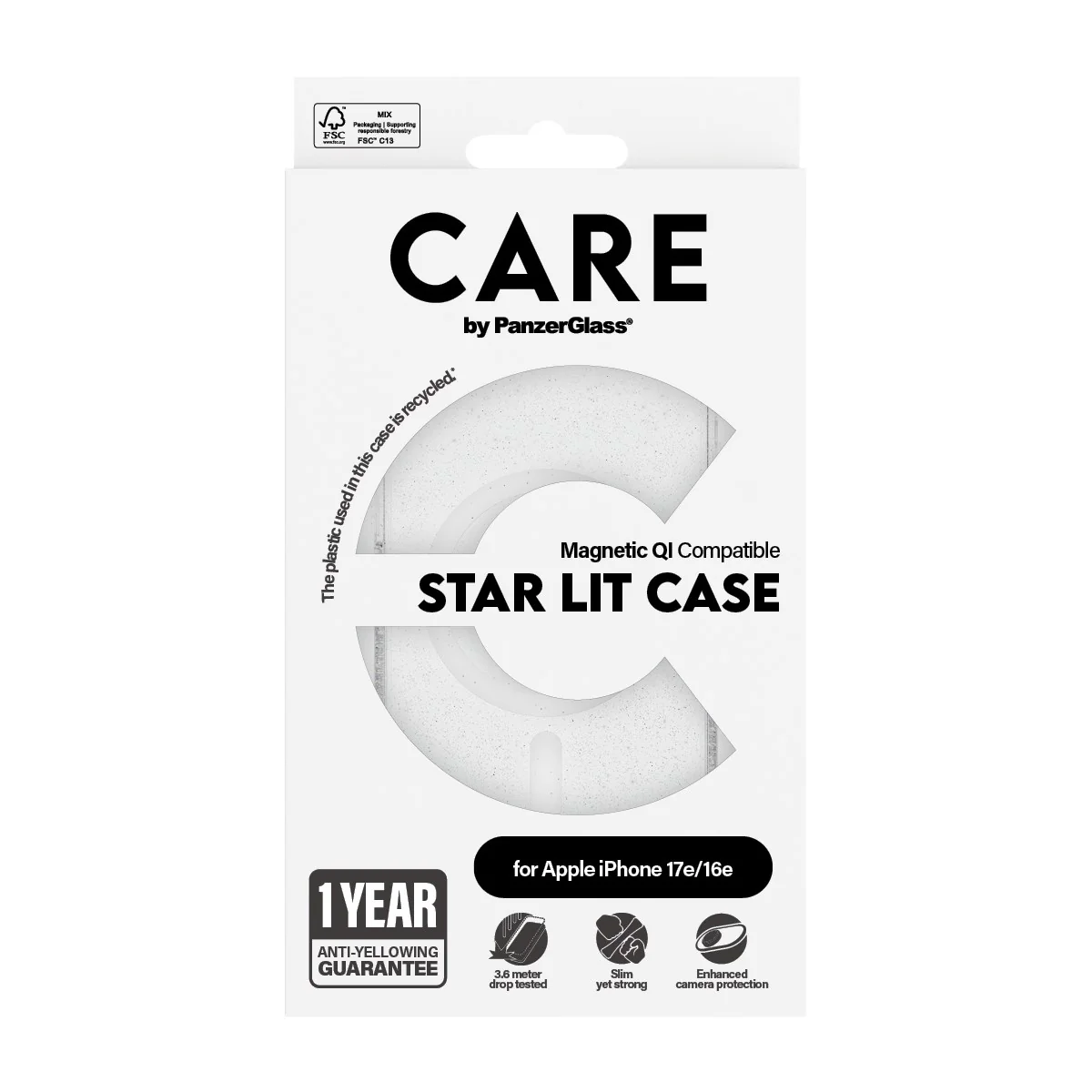 CARE⢠by PanzerGlass® Star Lit Case w. White Qi Compatible iPhone 17e | 16e - Image 3