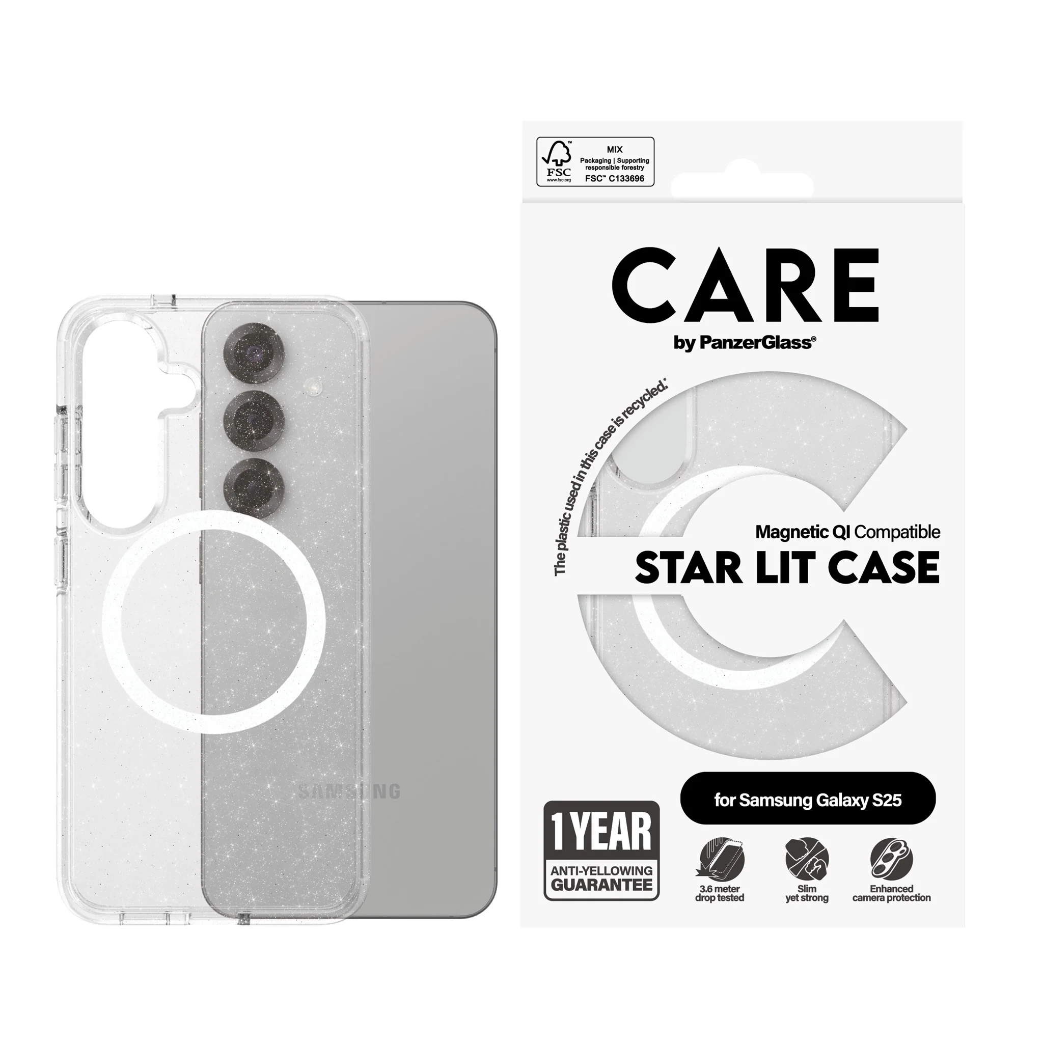 CARE⢠by PanzerGlass® Star Lit Case w. White Qi Compatible Samsung Galaxy S25 - Image 2