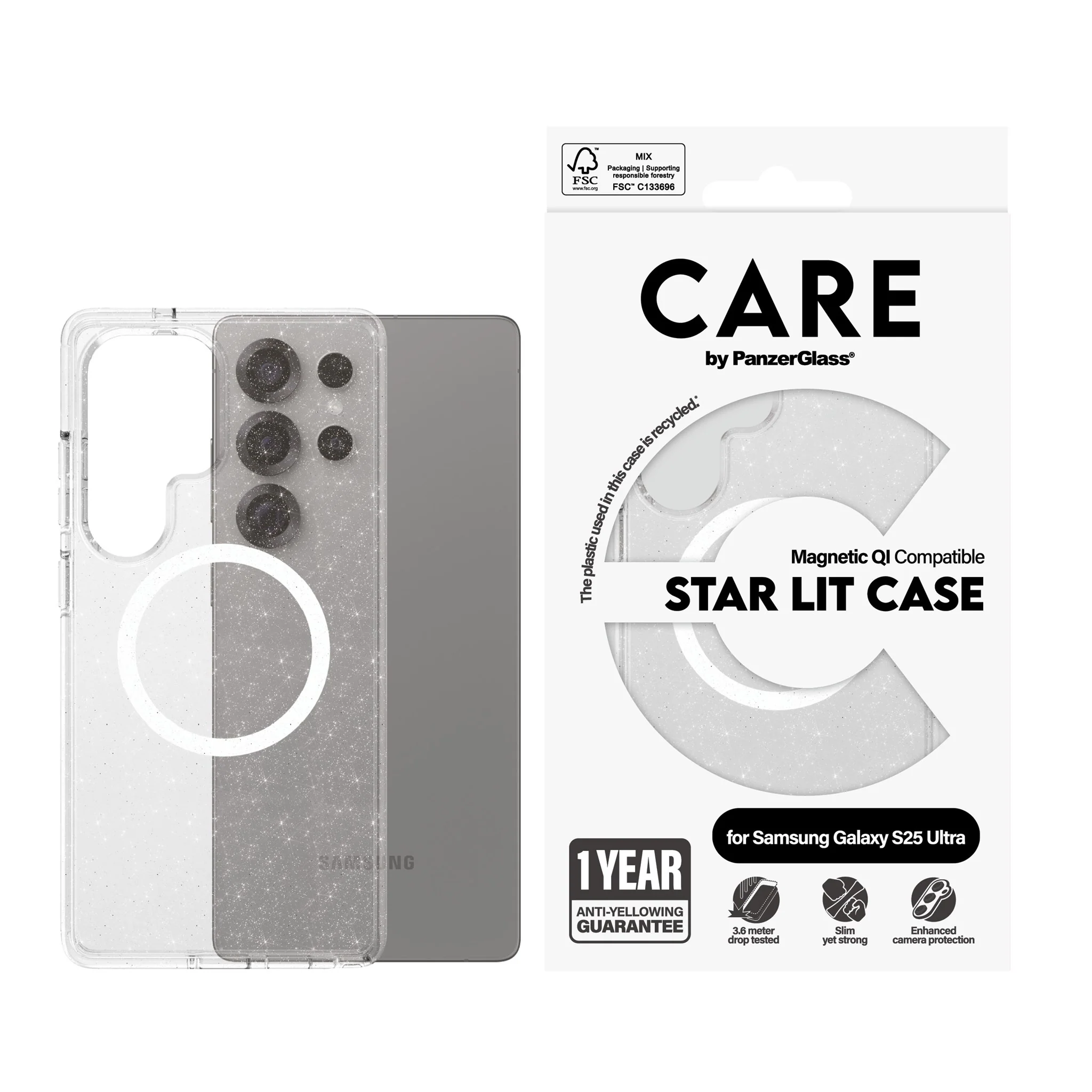 CARE⢠by PanzerGlass® Star Lit Case w. White Qi Compatible Samsung Galaxy S25 Ultra - Image 2