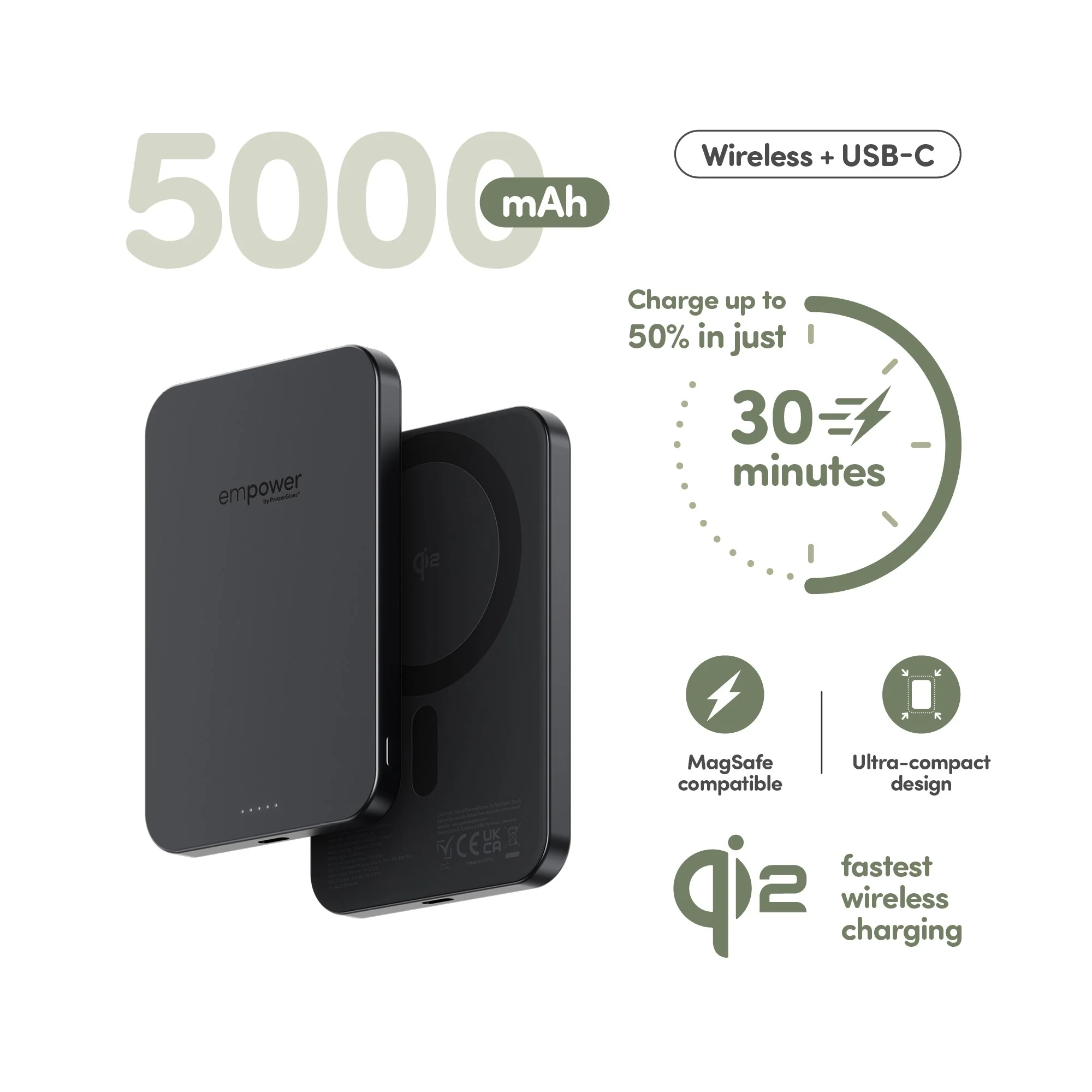 empower™ by PanzerGlass® empower™ Bank | 5000mAh | Space Black - Image 7