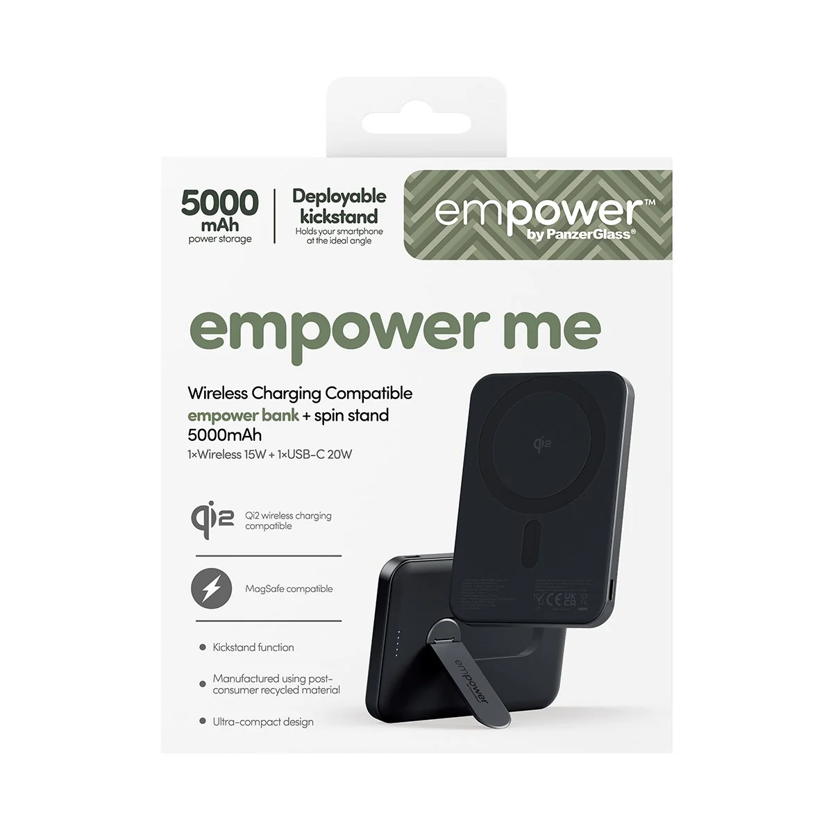 empower™ by PanzerGlass® empower™ Bank w. Spin Stand | 5000mAh | Space Black - Image 3