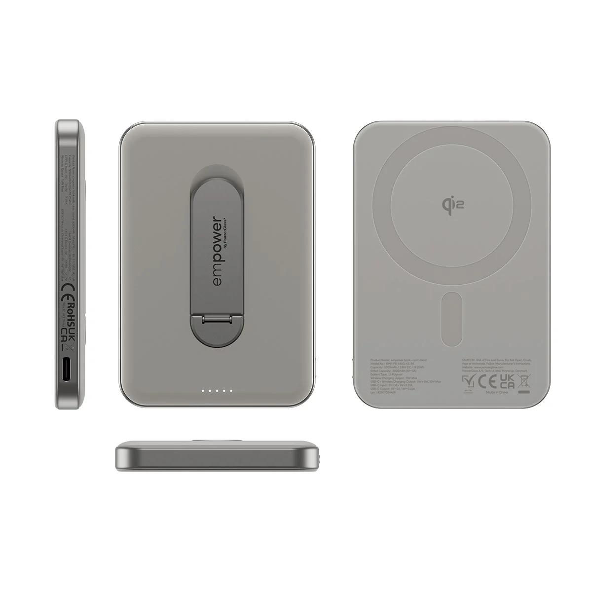 empower™ by PanzerGlass® empower™ Bank w. Spin Stand | 5000mAh | Titanium - Image 5