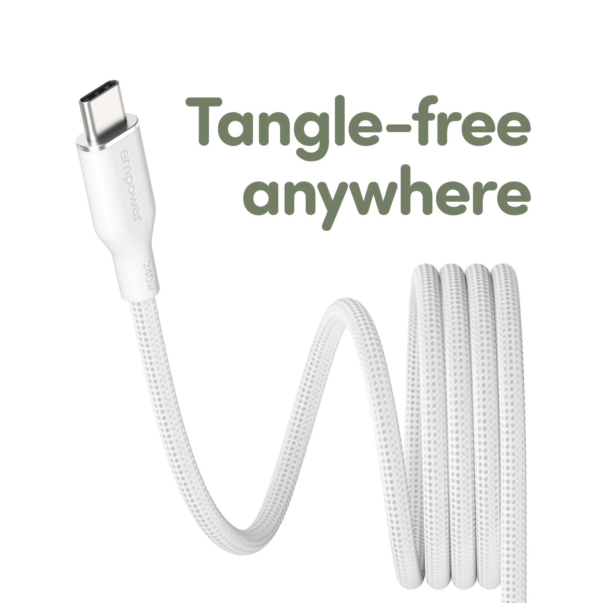 empower™ by PanzerGlass® Magnetic 240W USB-C to USB-C Cable | USB 2.0 | 1.5M | Silver White - Image 12
