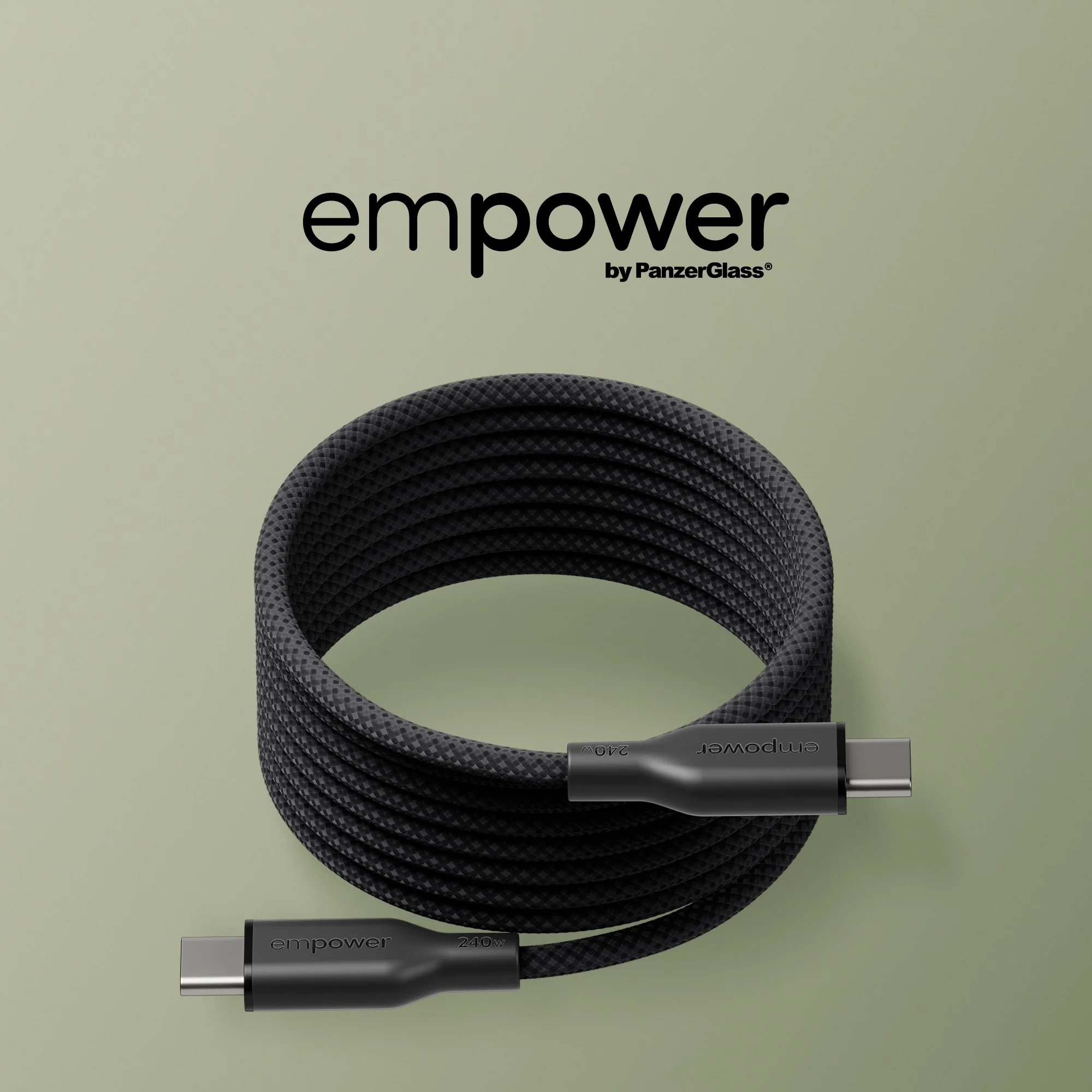empower™ by PanzerGlass® Magnetic 240W USB-C to USB-C Cable | USB 2.0 | 1.5M | Space Black - Image 10