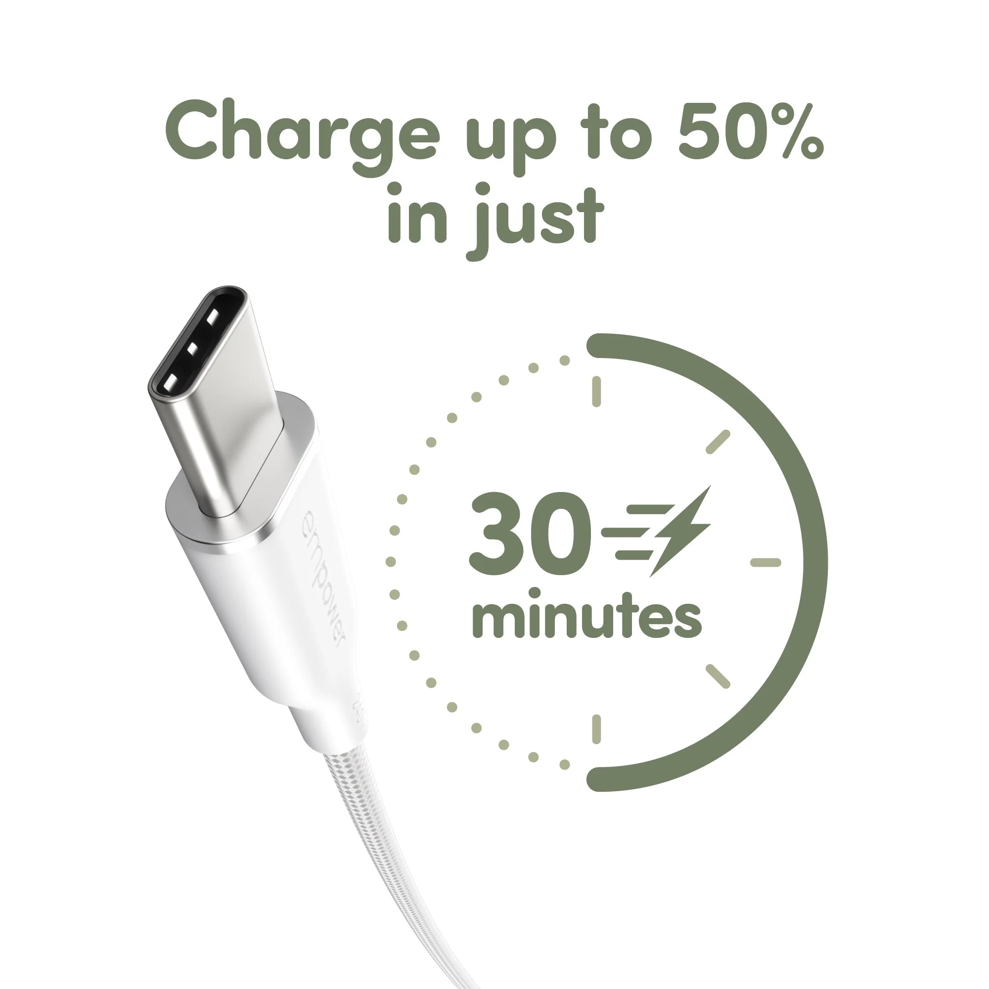 empower™ by PanzerGlass® Racing 240W USB-C to USB-C Cable | USB 2.0 | 2M | Silver White - Image 10